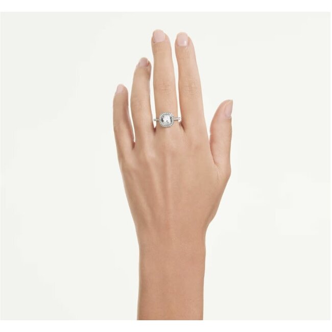 Swarovski Swarovski Ring 5758471/55 Una Zilverkleurig met Cushion Vorm Kristal Maat 55