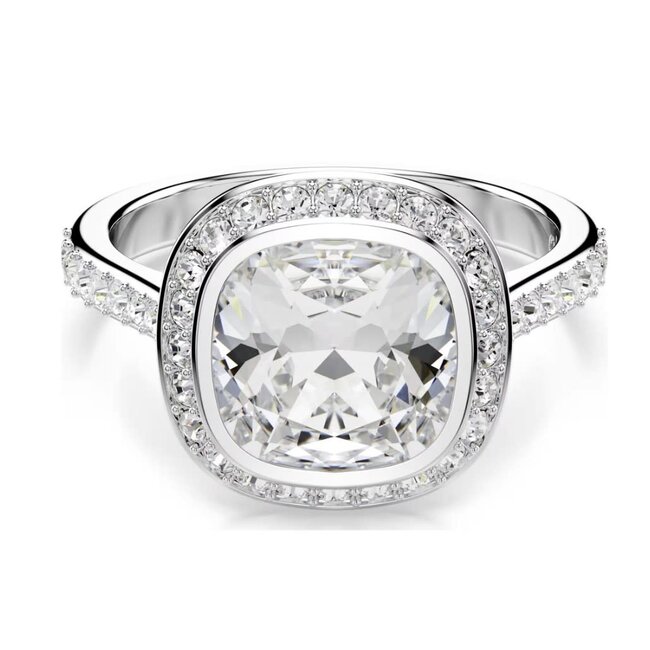 Swarovski Swarovski Ring 5758471/55 Una Zilverkleurig met Cushion Vorm Kristal Maat 55