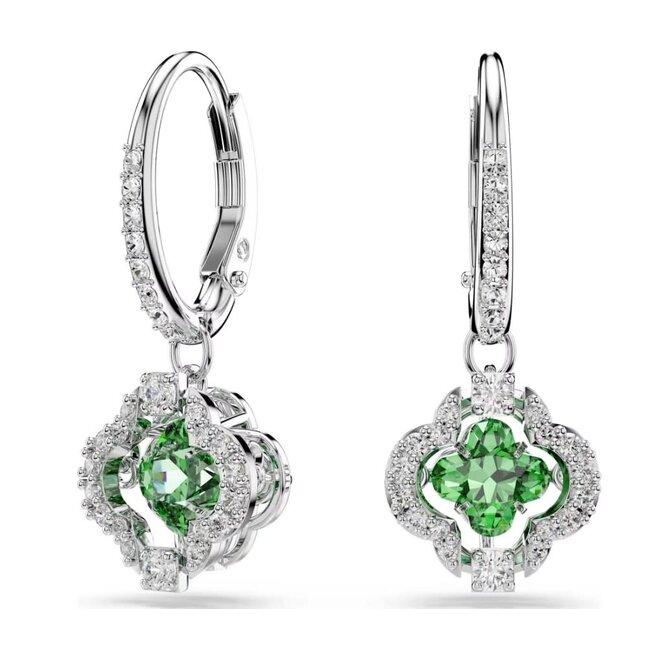 Swarovski Swarovski Oorbellen 5758001 Una Zilverkleurig Klaver met Groene Kristal