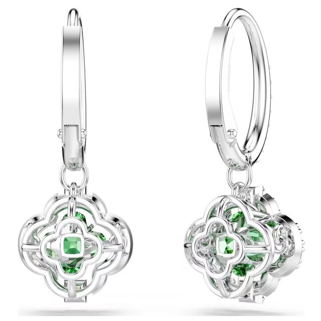 Swarovski Swarovski Oorbellen 5758001 Una Zilverkleurig Klaver met Groene Kristal