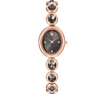 Swarovski Swarovski Horloge 5754814 Imber Ovaal Swiss Made Rosekleurig Staal met Zwarte Wijzerplaat met Zwarte Kristal 25x21mm