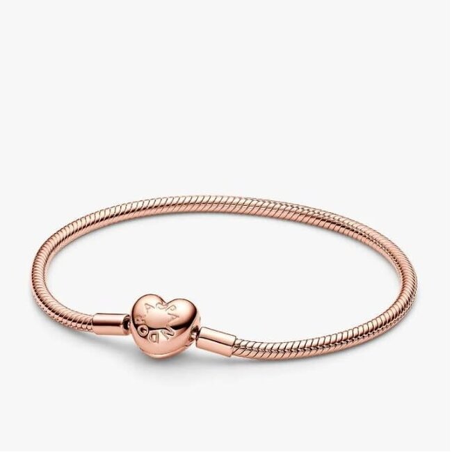 Pandora Pandora Armband 583050C00-20 Zilver met 14k Rosegouden Plating met Hart Sluiting Maat 20