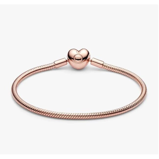 Pandora Pandora Armband 583050C00-18 Zilver met 14k Rosegouden Plating met Hart Sluiting Maat 18