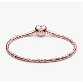Pandora Pandora Armband 583050C00-19 Zilver met 14k Rosegouden Plating met Hart Sluiting Maat 19
