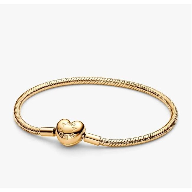Pandora Pandora Armband 563050C00-18 Zilver met 14k Geelgouden Plating en Hart Sluiting 18cm