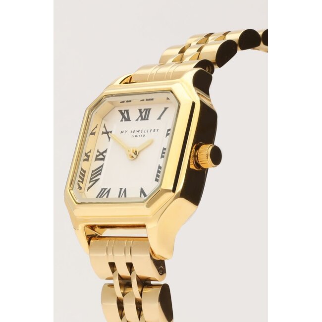 My Jewellery My Jewellery Horloge MJ11014 -1200 Vintage Staal met Geelgouden Plating Quartz