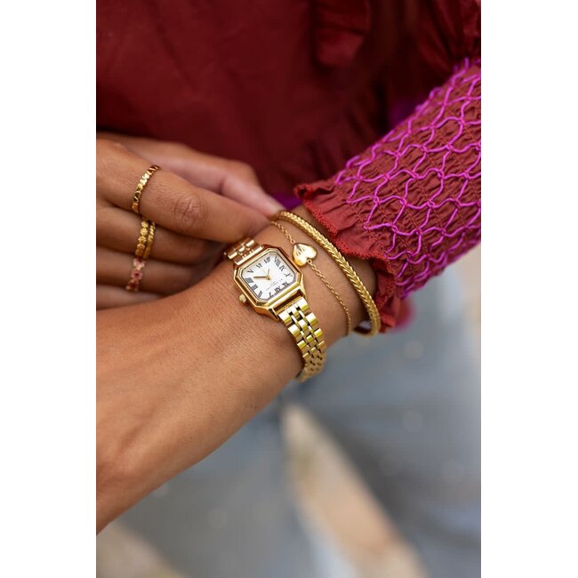 My Jewellery My Jewellery Horloge MJ11014 -1200 Vintage Staal met Geelgouden Plating Quartz