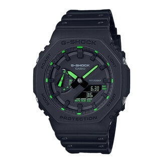 Casio G-Shock Casio G-Shock Horloge GA-2100-1A3ER Kunstof Band Digitaal Analoog Zwart/Groene Wijzerplaat Waterdichtheid 200 Meter 45,5mm