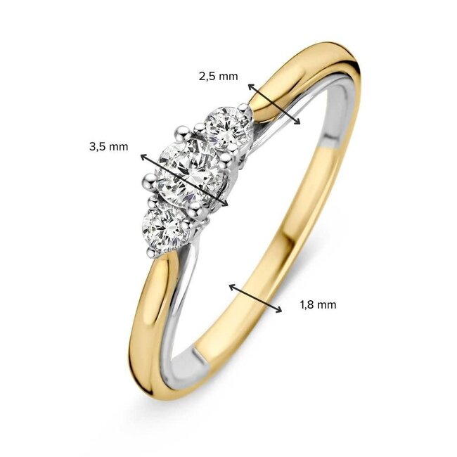Excellent Jewelry Excellent Ring RG416899-54 14k Bi-color Goud met 0.31crt HSI Diamant Maat 54