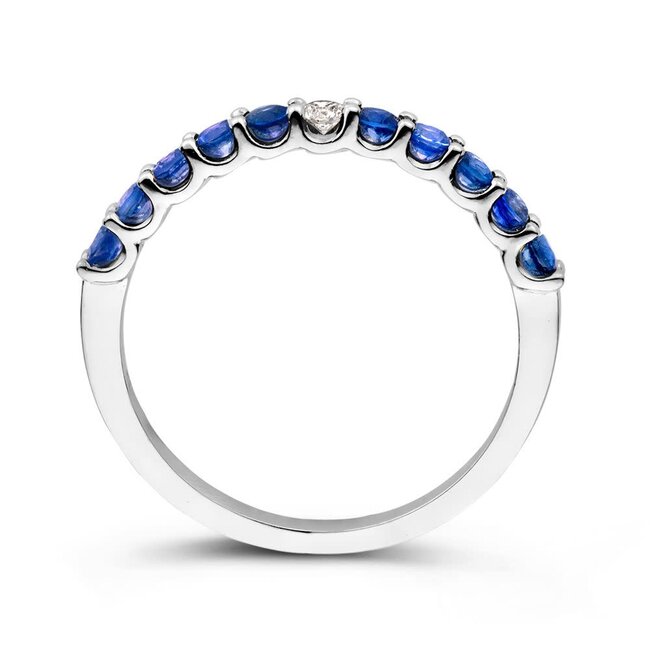 Excellent Jewelry Excellent Ring RL837440-54 18k Witgoud met 0.04crt H SI Diamant en Saffier Maat54