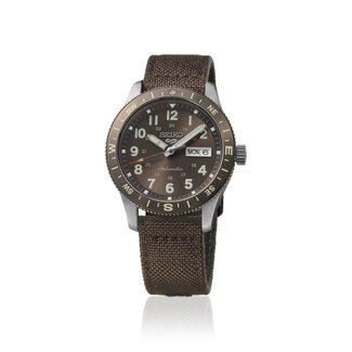 Seiko Seiko Horloge HDB009K1 5 Sport Staal Automaat 100m Waterdicht Bruin Nylon 40mm