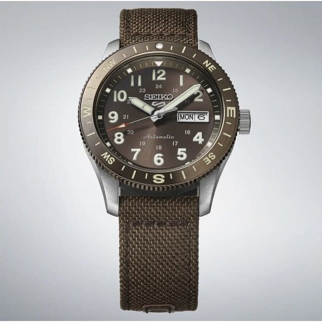 Seiko Seiko Horloge HDB009K1 5 Sport Staal Automaat 100m Waterdicht Bruin Nylon 40mm
