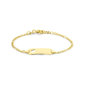 Blinckers Jewellery Huiscollectie BJ Armband 40.17329 14k Geelgoud Graveer Figaro Hart 13-15cm