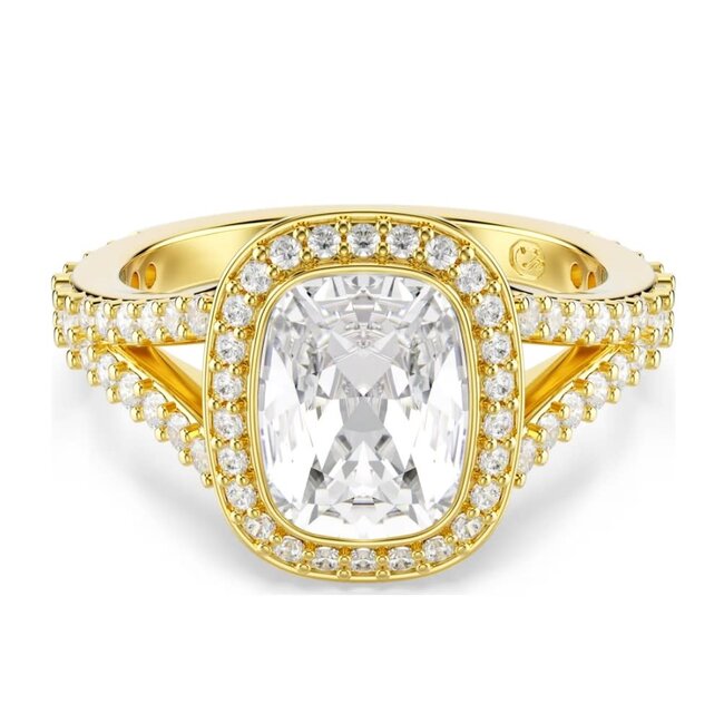 Swarovski Swarovski Ring 5762626 Una Goudkleurig met Cushion Kristallen Maat 55