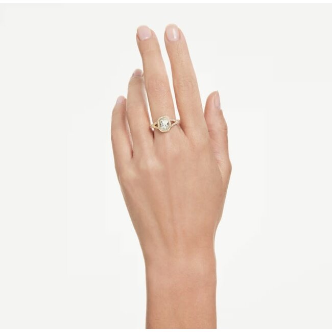Swarovski Swarovski Ring 5762626 Una Goudkleurig met Cushion Kristallen Maat 55