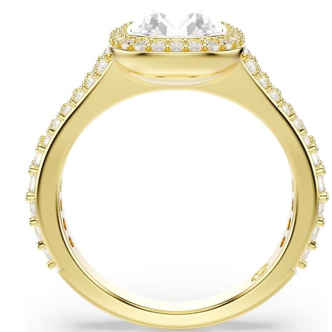 Swarovski Swarovski Ring 5762626 Una Goudkleurig met Cushion Kristallen Maat 55