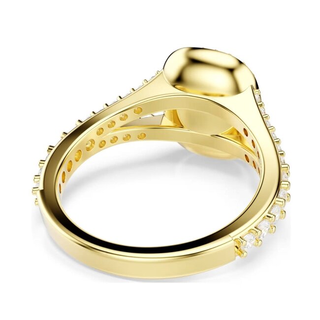 Swarovski Swarovski Ring 5762626 Una Goudkleurig met Cushion Kristallen Maat 55