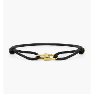 Pig & Hen Pig & Hen Armband P53-390000-L Daunting Dean Staal met Goudkleurig Slot Zwart Maat L 20-21cm