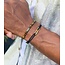 Pig & Hen Pig & Hen Armband P53-390000-L Daunting Dean Staal met Goudkleurig Slot Zwart Maat L 20-21cm