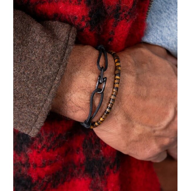 Pig & Hen Pig & Hen Armband P53-290000-L Daunting Dean Staal Zwart Maat L 20-21cm