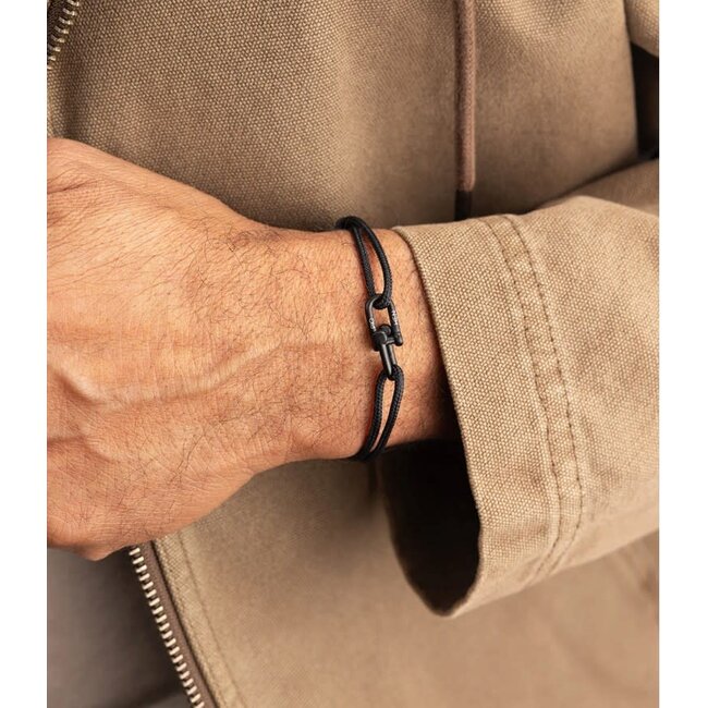 Pig & Hen Pig & Hen Armband P53-290000-L Daunting Dean Staal Zwart Maat L 20-21cm