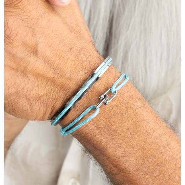 Pig & Hen Pig & Hen Armband P53-1612000-L Daunting Dean Staal Lichtblauw Maat L 20-21cm