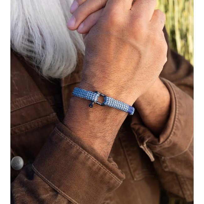 Pig & Hen Pig & Hen Armband P19-2641822-ML Vicious Vik Staal Blauw Maat M/L 19cm