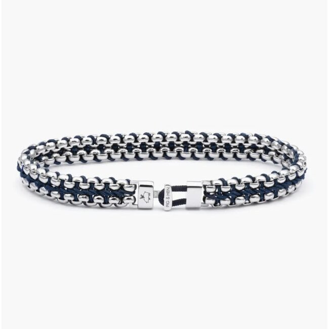 Pig & Hen Pig & Hen Armband P56-163000-M/L Catena Venetian Staal 7mm Navy Maat M/L 19cm
