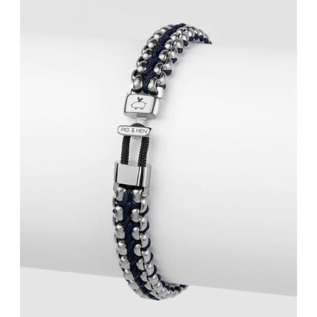 Pig & Hen Pig & Hen Armband P56-163000-M/L Catena Venetian Staal 7mm Navy Maat M/L 19cm