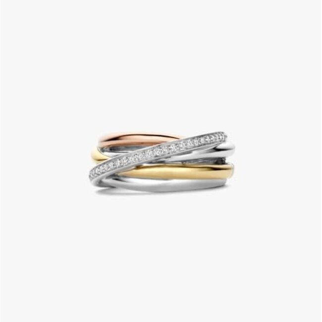 Ti Sento Milano Ti Sento Ring 12318ZT/54 Zilver Tri-color met Zirkonia Maat 54