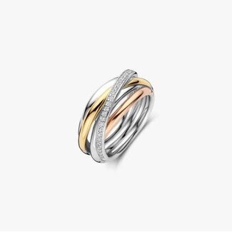 Ti Sento Milano Ti Sento Ring 12318ZT/54 Zilver Tri-color met Zirkonia Maat 54