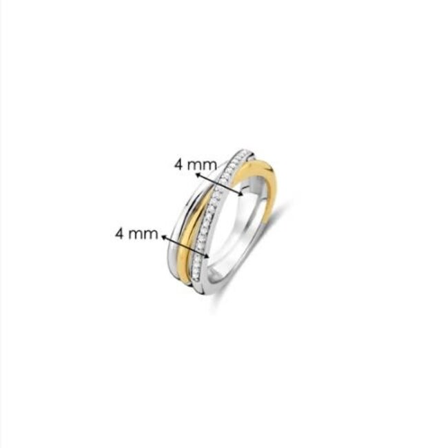 Ti Sento Milano Ti Sento Ring 12346ZY/54 Zilver Gold Plated Zirkonia met Geel Verguld Maat 54