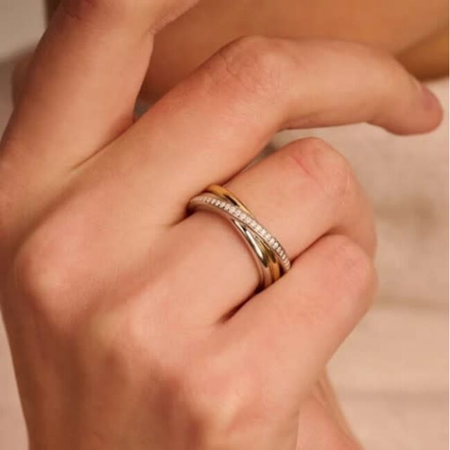 Ti Sento Milano Ti Sento Ring 12346ZY/54 Zilver Gold Plated Zirkonia met Geel Verguld Maat 54
