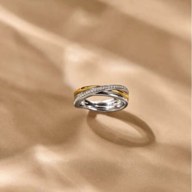 Ti Sento Milano Ti Sento Ring 12346ZY/54 Zilver Gold Plated Zirkonia met Geel Verguld Maat 54