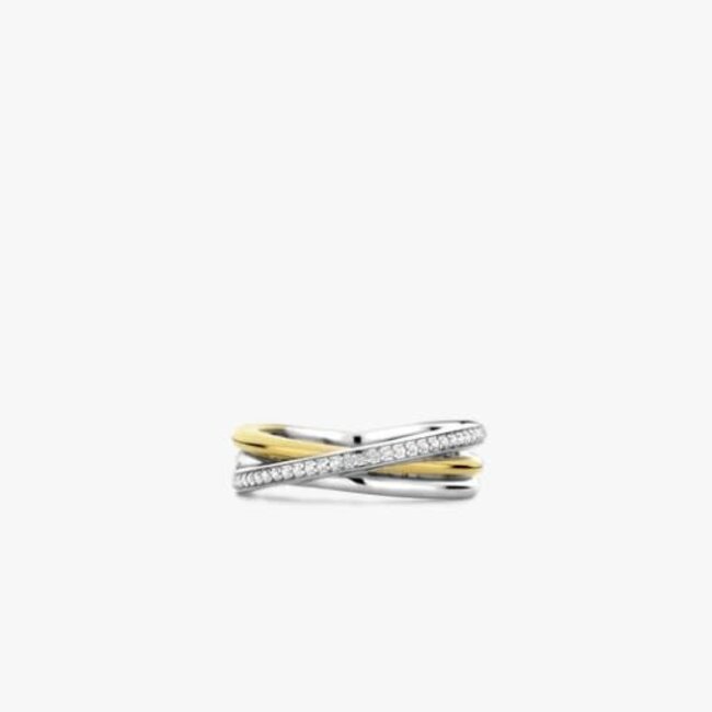 Ti Sento Milano Ti Sento Ring 12346ZY/54 Zilver Gold Plated Zirkonia met Geel Verguld Maat 54