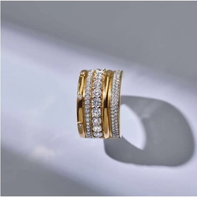 Ti Sento Milano Ti Sento Ring 12396ZY/54 Zilver Bi-color met Zirkonia Maat 54