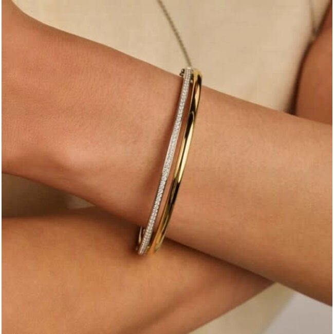 Ti Sento Milano Ti Sento Armband 23086ZY/L Zilver met Geelgouden Plating met Zirkonia Bangle 60mm