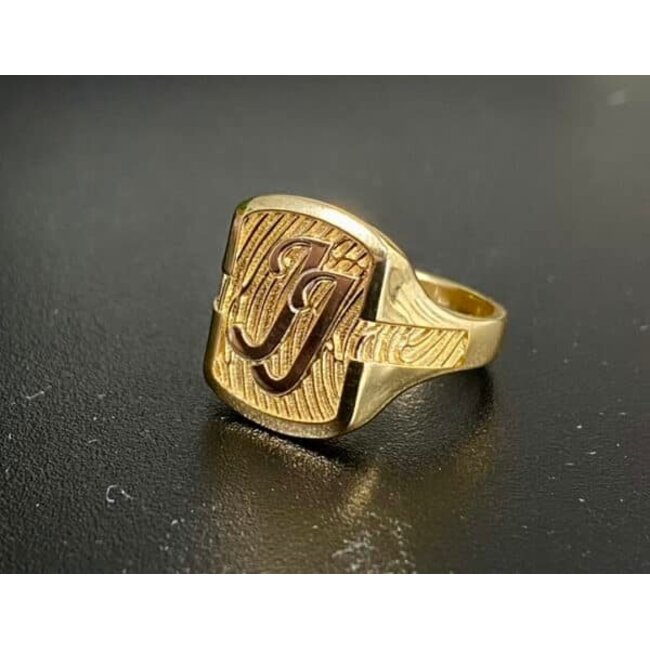 Touche Jewels Touche Ring Touhr3 Zilver Zegel met Initialen en Vingerafdruk Maat 65