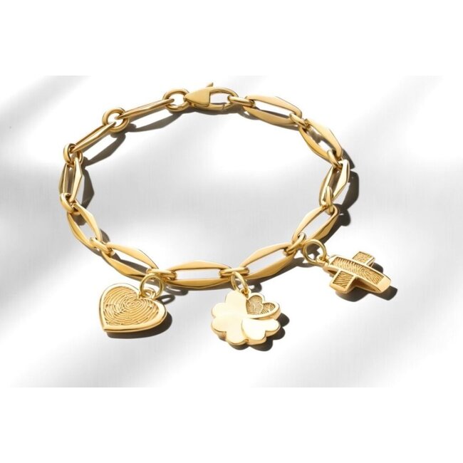Touche Jewels Touche Bedel Toub4 14k Geelgoud Klaver met Vingerafdruk 12mm