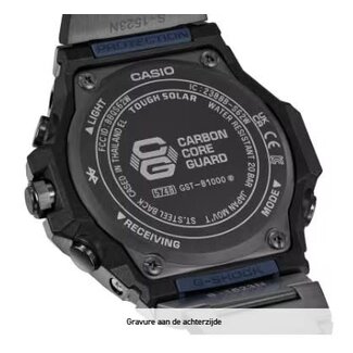 Casio G-Shock Casio G-Shock Horloge GST-B1000BD-2AER Staal met Zwarte Coating Solar Bluetooth 200m Waterdicht met Blauwe Wijzerplaat 43mm
