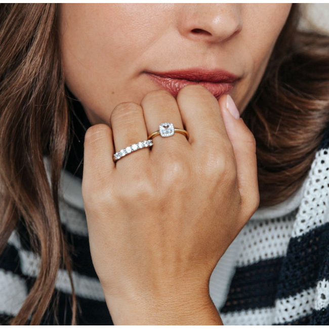 Ti Sento Milano Ti Sento Ring 12388ZY/56 Zilver met Geelgouden Plating en Zirkonia Maat 56