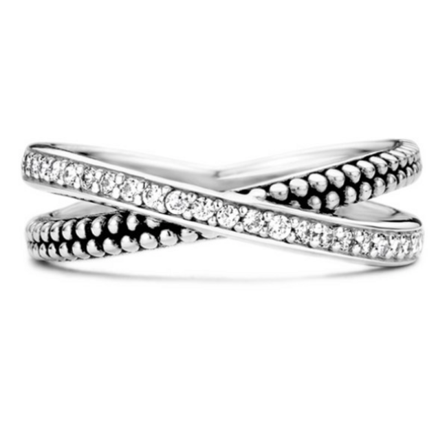 Ti Sento Milano Ti Sento Ring 12020ZI/56 Zilver Gekruist met Zirkonia Maat 56