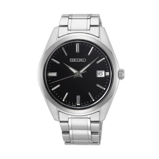 Seiko Seiko Horloge SUR311P1 Staal Quartz 100M Waterdicht met Zwarte Wijzerplaat en Saffier Glas 100M Waterdicht 40mm