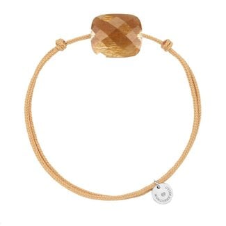 Morganne Bello Morganne Bello Armband 1025X13A180 Golden Sunstoze Cushion met Beige Cord