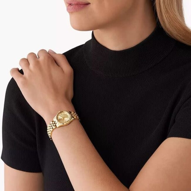 Michael Kors Micheal Kors Horloge MK4741 Petit Lexington Staal met Geelgouden Plating Quartz 26mm