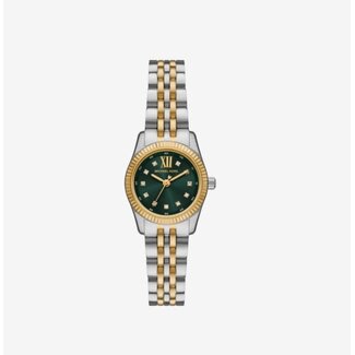 Michael Kors Michael Kors Horloge MK4986 Lexington Staal Bi-color Quartz met Groene Wijzerplaat 50m Waterdicht 26mm