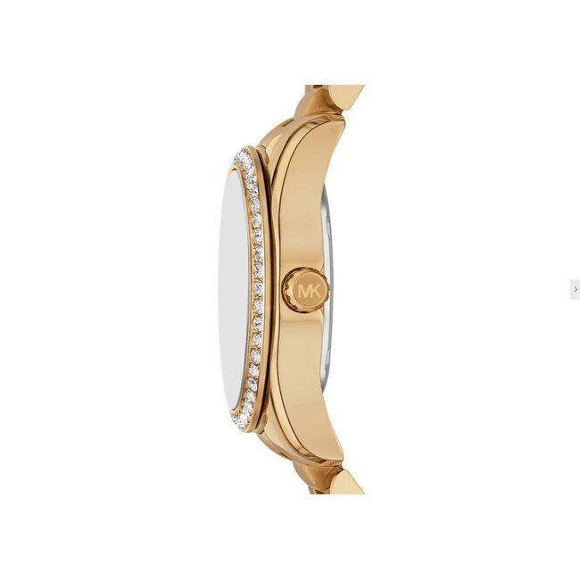 Michael Kors Michael Kors Horloge MK4924 Lexington Staal met Geelgouden Plating Quartz met Groene Wijzerplaat 100m Waterdicht 33mm