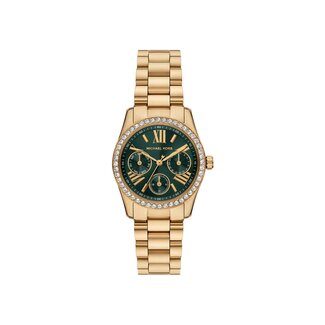 Michael Kors Michael Kors Horloge MK4924 Lexington Staal met Geelgouden Plating Quartz met Groene Wijzerplaat 100m Waterdicht 33mm