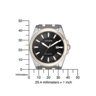 Citizen Citizen Horloge BM7109-89E Staal Bi-color Eco-drive 100m Waterdicht met Zwarte Wijzerplaat 41mm
