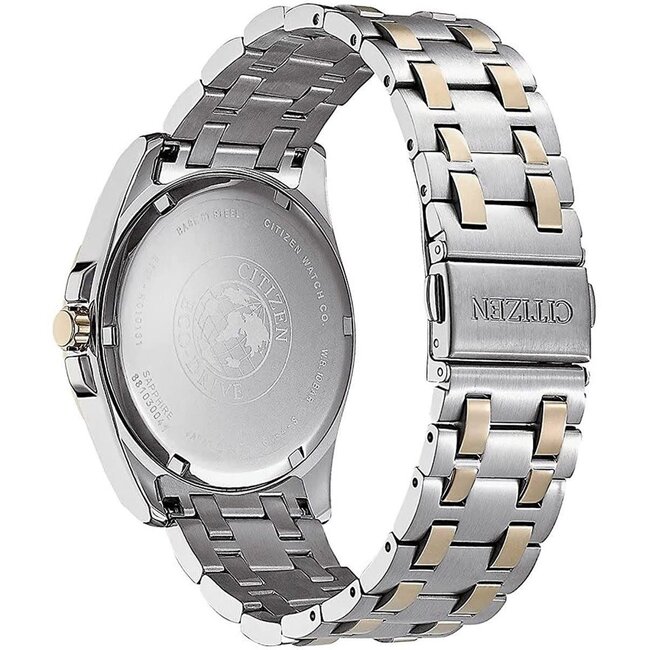 Citizen Citizen Horloge BM7109-89E Staal Bi-color Eco-drive 100m Waterdicht met Zwarte Wijzerplaat 41mm